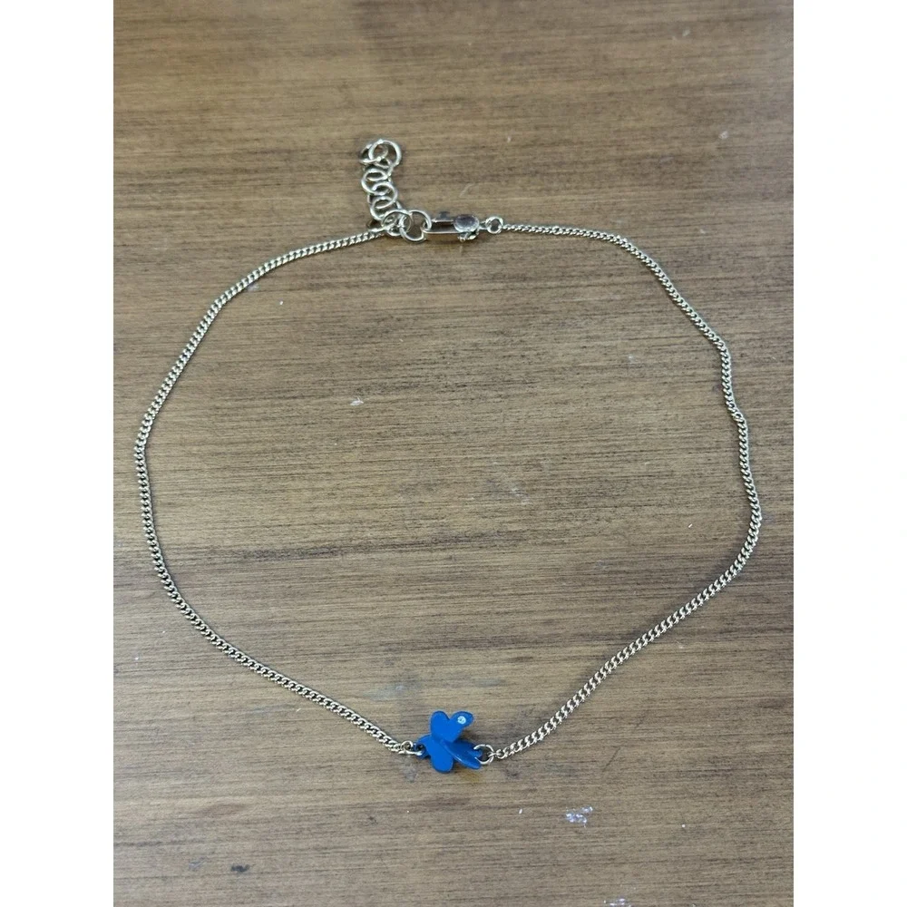 Marc By Marc Jacobs Blue Butterfly Necklace Pendant Insect Enamel Crystal Chain